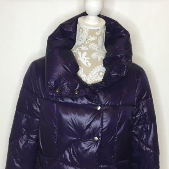 KENNETH COLE ASYMMETRICAL PUFFER JACKET XS Purple - Picture 2 of 6